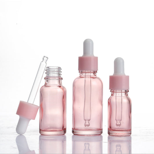 10ml 20ml 30ml Pink Glass Dropper Bottle Essential Oil Liquid Reagent Pipette Bottles for Cosmetics