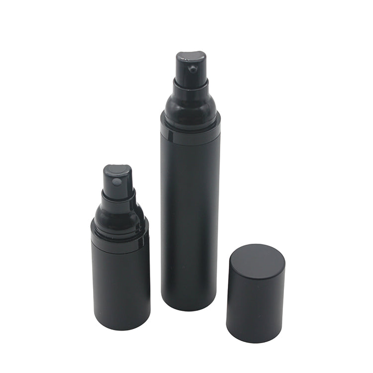 15ml 30ml 50ml Black Airless Bottle with Lotion Cream Pump or Dispenser For Cosmetics