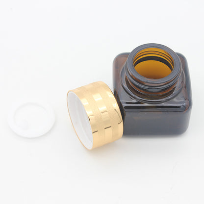 15g Amber Eye Cream Jar Empty Glass Lip Balm Container Cosmetic Sample Jars with Gold Cap