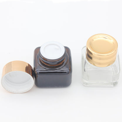 15g Amber Eye Cream Jar Empty Glass Lip Balm Container Cosmetic Sample Jars with Gold Cap