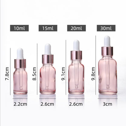 Cherry Pink Glass Essential Oil Bottle Liquid Reagent Pipette Dropper Bottles with Rose Gold Cap 10~50ml