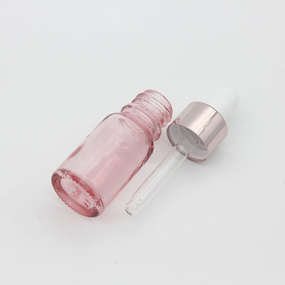 Cherry Pink Glass Essential Oil Bottle Liquid Reagent Pipette Dropper Bottles with Rose Gold Cap 10~50ml