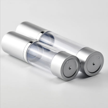 Silver Empty Cosmetic Airless Bottle 15ml 30ml 50ml Refillable Plastic Pump Bottles for Lotion